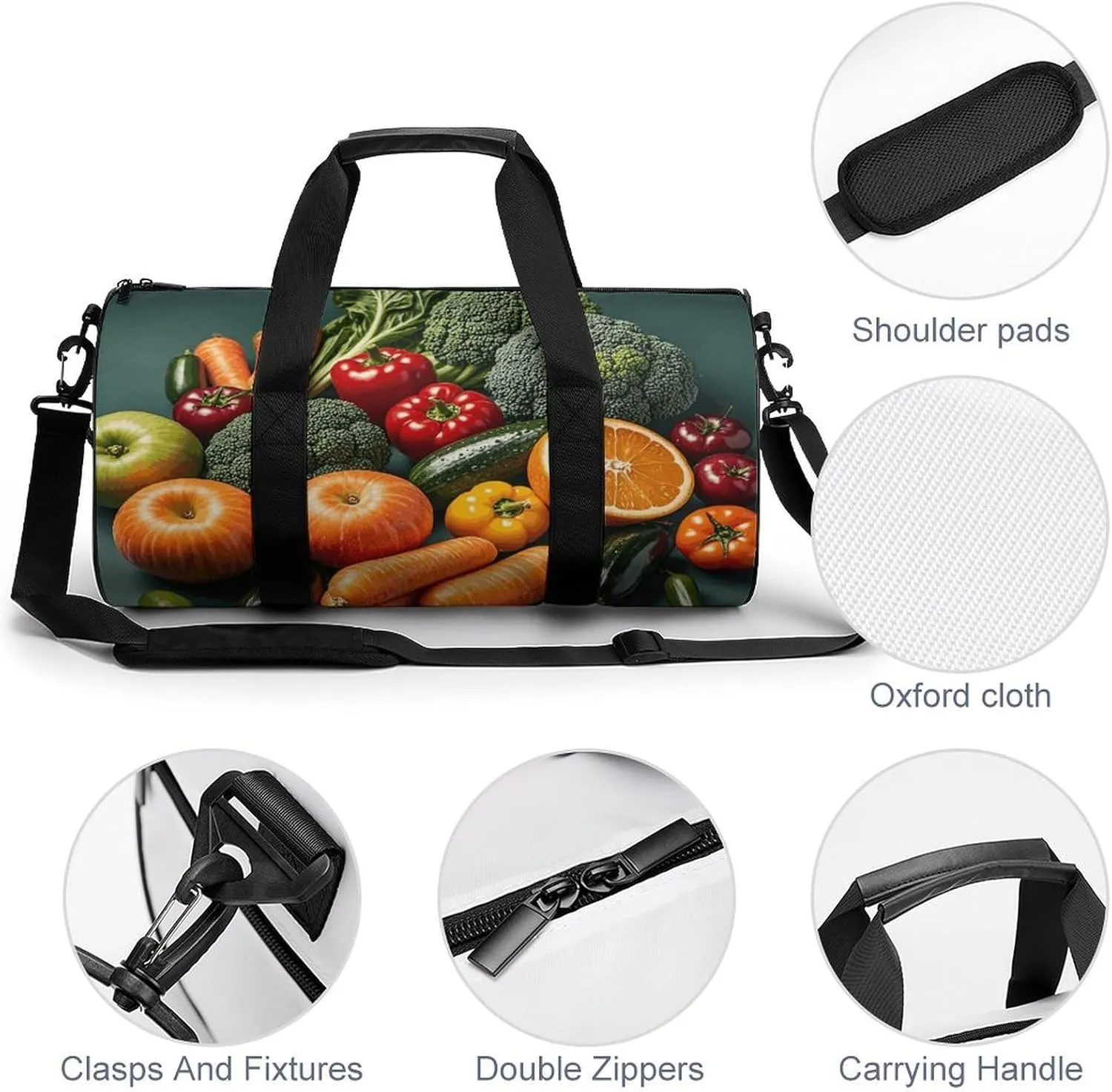 Gym Bags Small Vegetable Fruit Duffel Bag Overnight Bag with Shoe Compartment Carryon Bag for Men Women