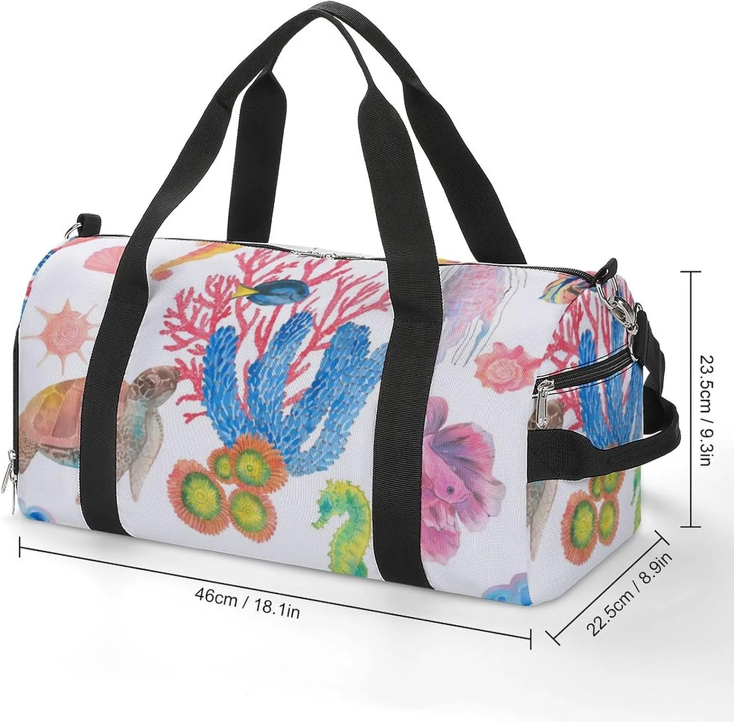 Gym Duffel Bag with Shoe Compartment Wet Pocket, Aquarium Texture Travel Bag for Men Women, style-1