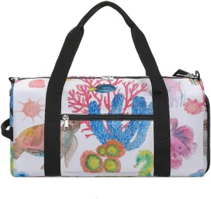 Gym Duffel Bag with Shoe Compartment Wet Pocket, Aquarium Texture Travel Bag for Men Women, style-1