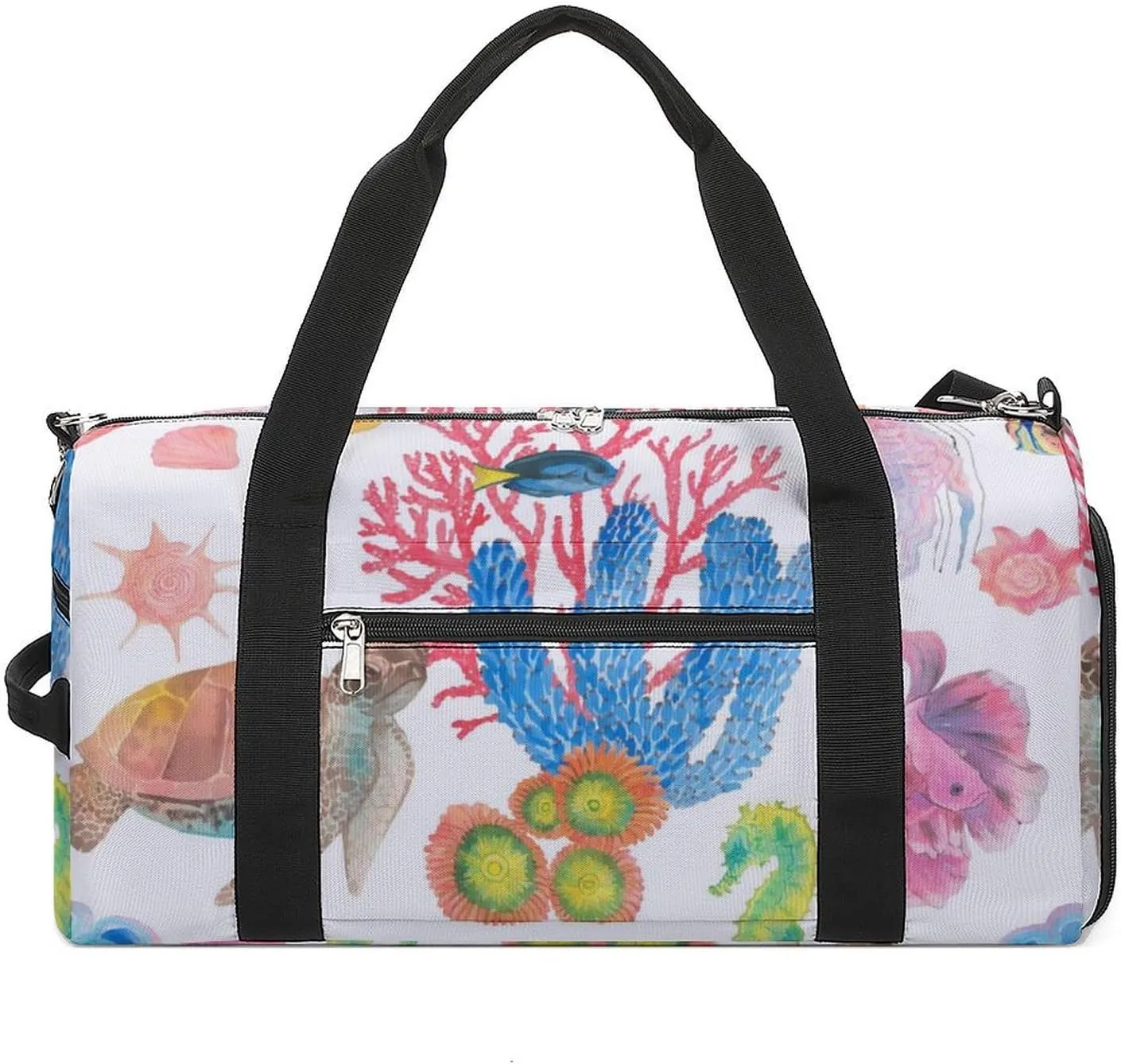 Gym Duffel Bag with Shoe Compartment Wet Pocket, Aquarium Texture Travel Bag for Men Women, style-1