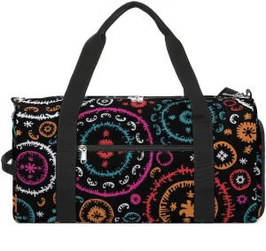 Gym Duffel Bag with Shoe Compartment Wet Pocket, Oriental Pattern Travel Bag for Men Women