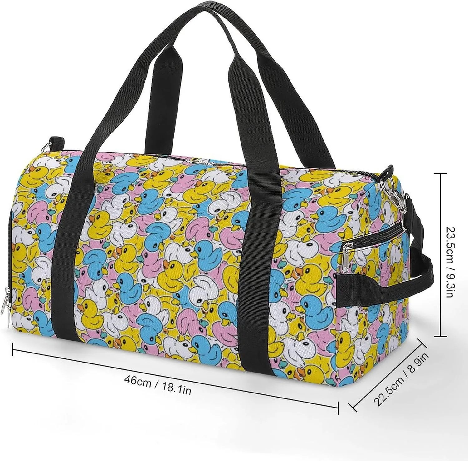 Gym Duffel Bag with Shoe Compartment Wet Pocket, Yellow Duck Pattern Travel Bag for Men Women