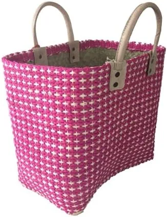 Hadley Tote Handwoven Raffia Bag with Leather Handles & Pom Pom Fruit Charm, Full Size or Mini in Multiple Colors