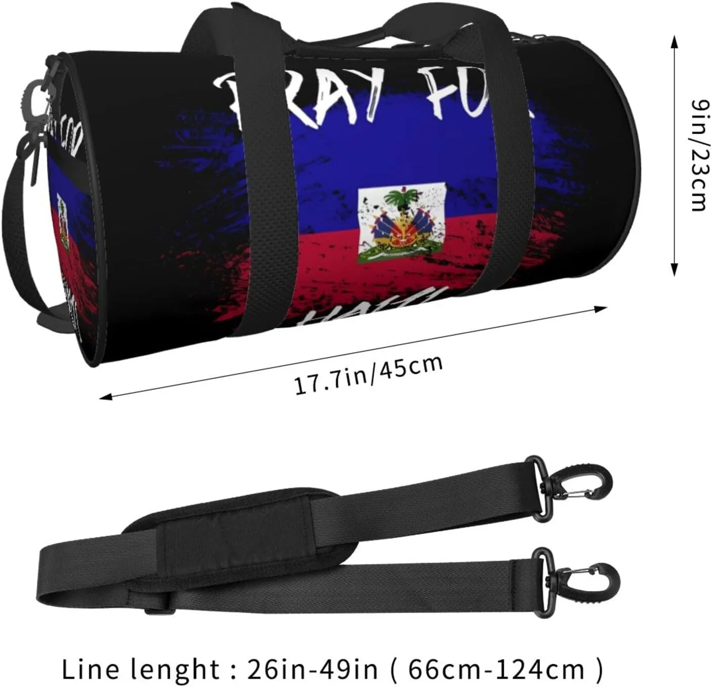 Haiti Flag Pray For Haiti Round Travel Duffel Bag Large Capacity Gym Sports Bags for Hiking Vacation Trips