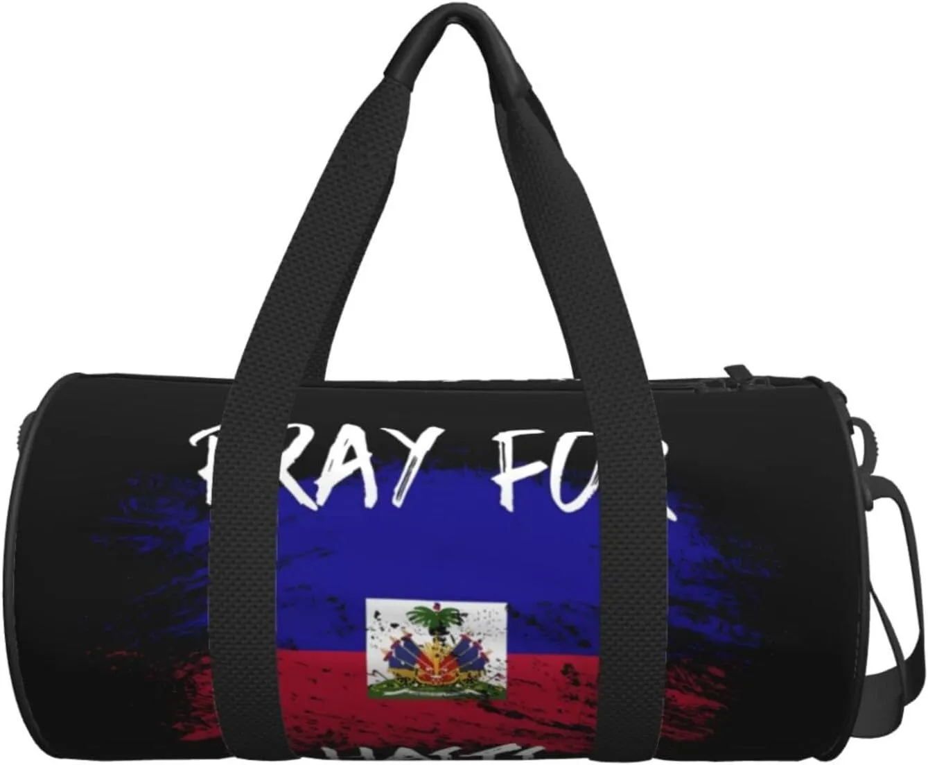 Haiti Flag Pray For Haiti Round Travel Duffel Bag Large Capacity Gym Sports Bags for Hiking Vacation Trips
