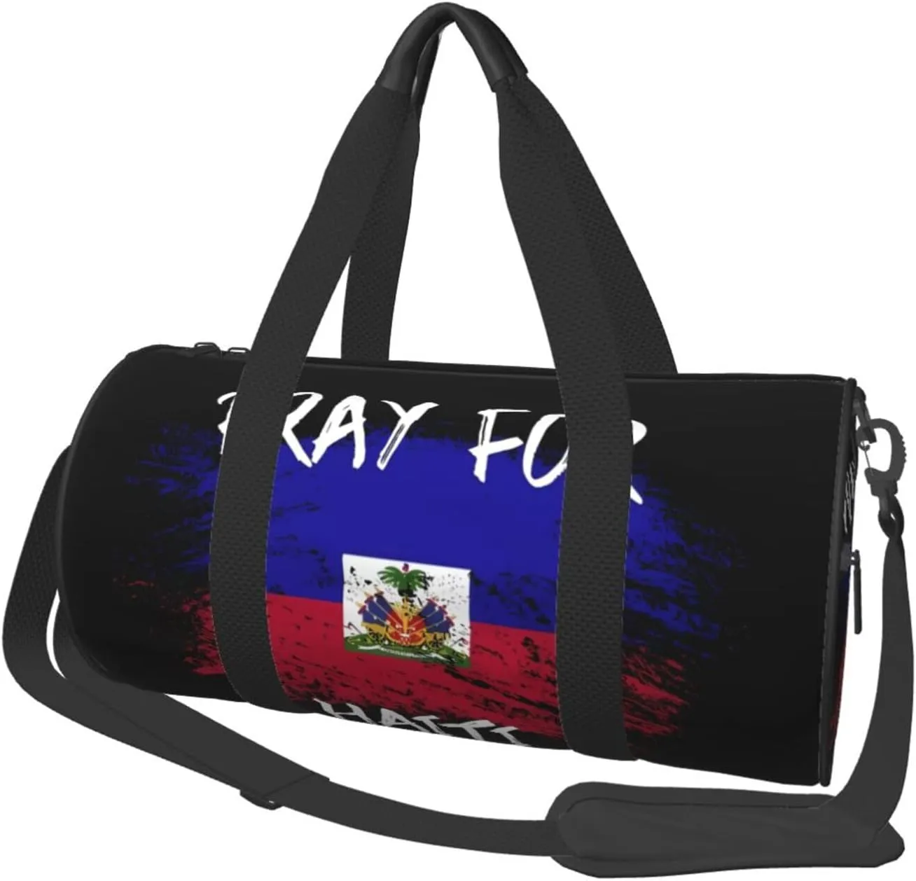 Haiti Flag Pray For Haiti Round Travel Duffel Bag Large Capacity Gym Sports Bags for Hiking Vacation Trips