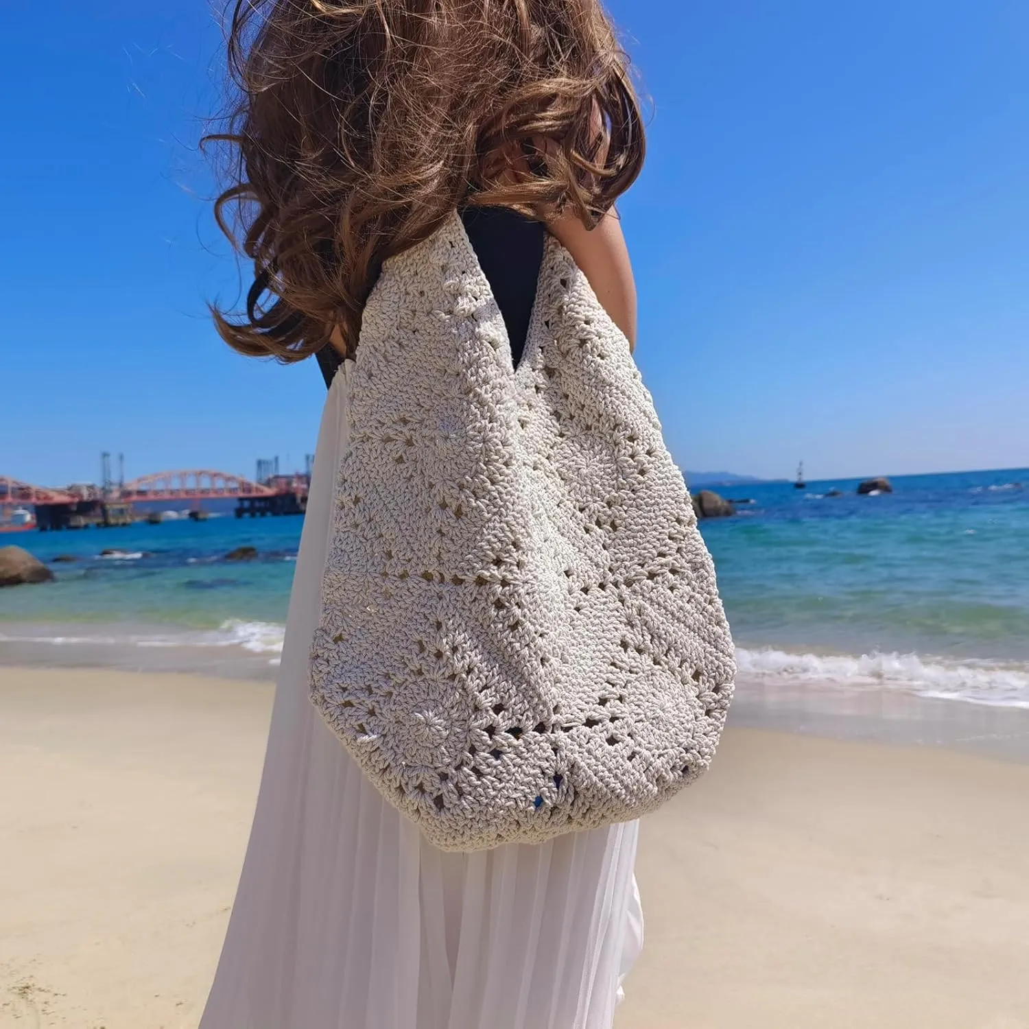 Hand-woven Soft Large Straw Shoulder Bag Retro Boho Tote Bags Summer Beach Bag Rattan Handbag