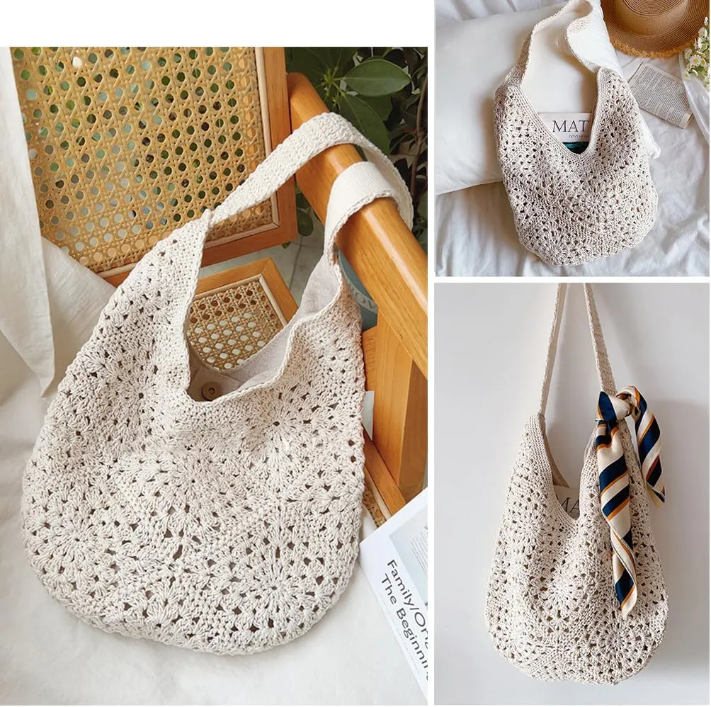Hand-woven Soft Large Straw Shoulder Bag Retro Boho Tote Bags Summer Beach Bag Rattan Handbag