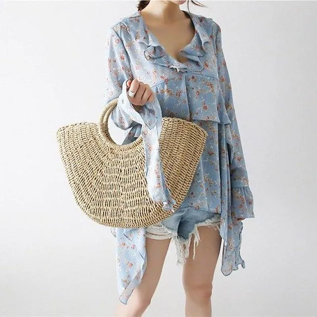 Hand Woven Straw Casual Tote