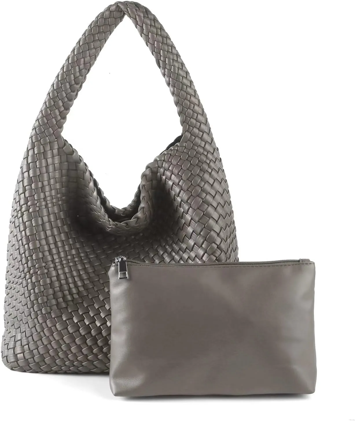 Hand Woven Tote for Women - Vegan Leather Handle Handbag, Travel Shoulder Bag, Hobo and Beach Bag With Purse
