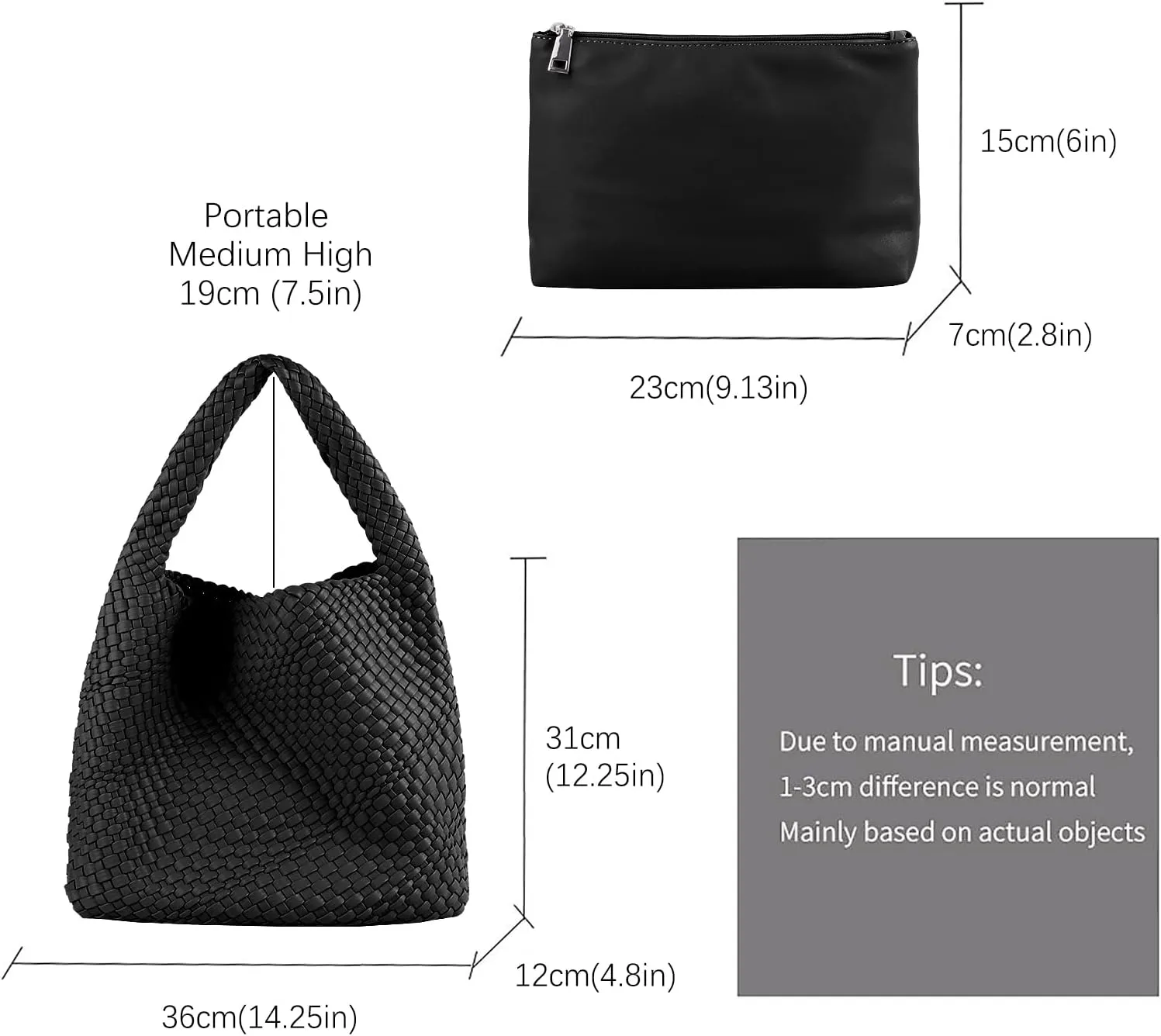Hand Woven Tote for Women - Vegan Leather Handle Handbag, Travel Shoulder Bag, Hobo and Beach Bag With Purse