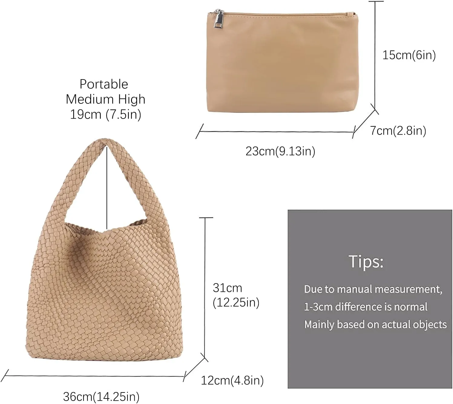 Hand Woven Tote for Women - Vegan Leather Handle Handbag, Travel Shoulder Bag, Hobo and Beach Bag With Purse