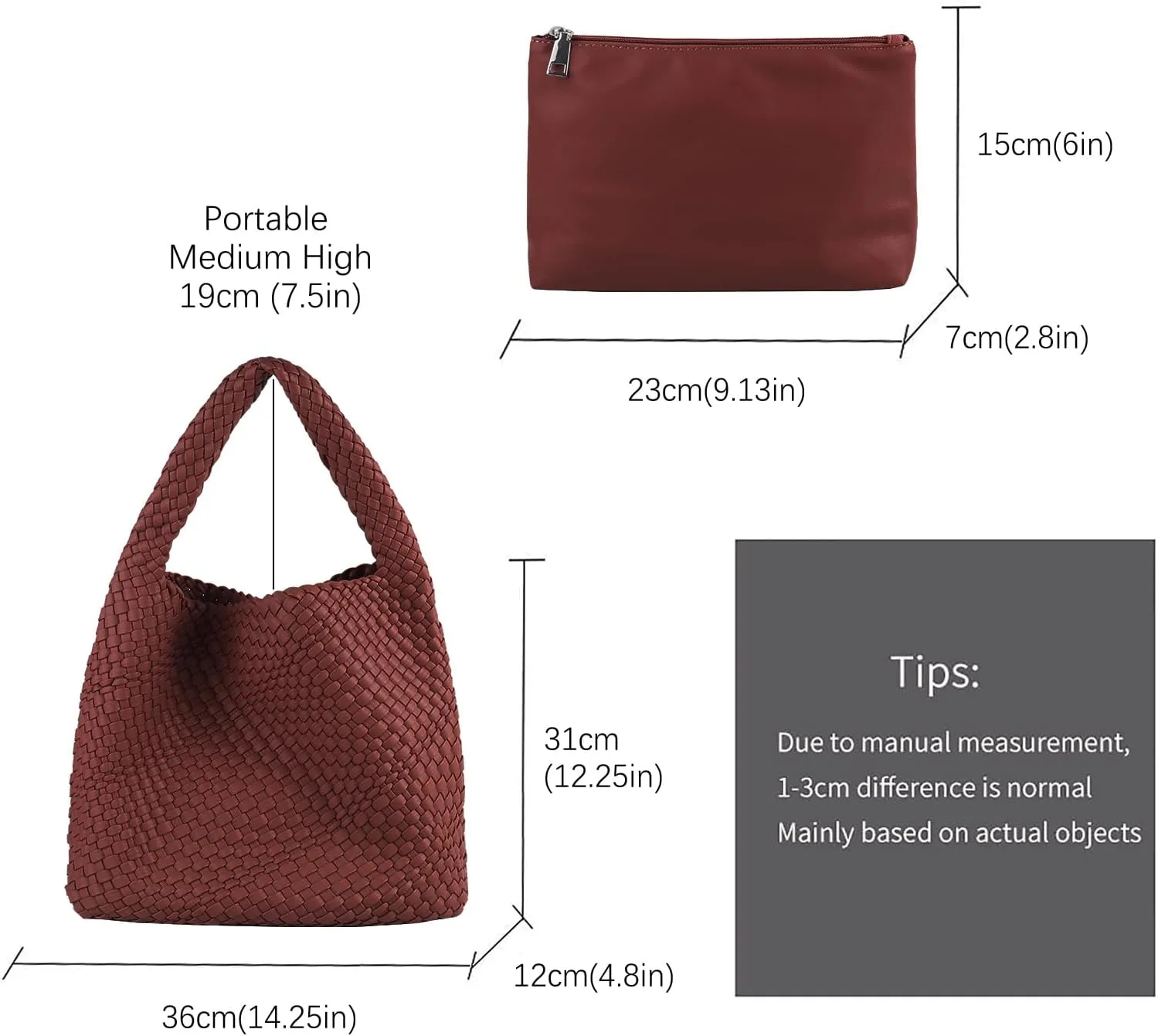 Hand Woven Tote for Women - Vegan Leather Handle Handbag, Travel Shoulder Bag, Hobo and Beach Bag With Purse
