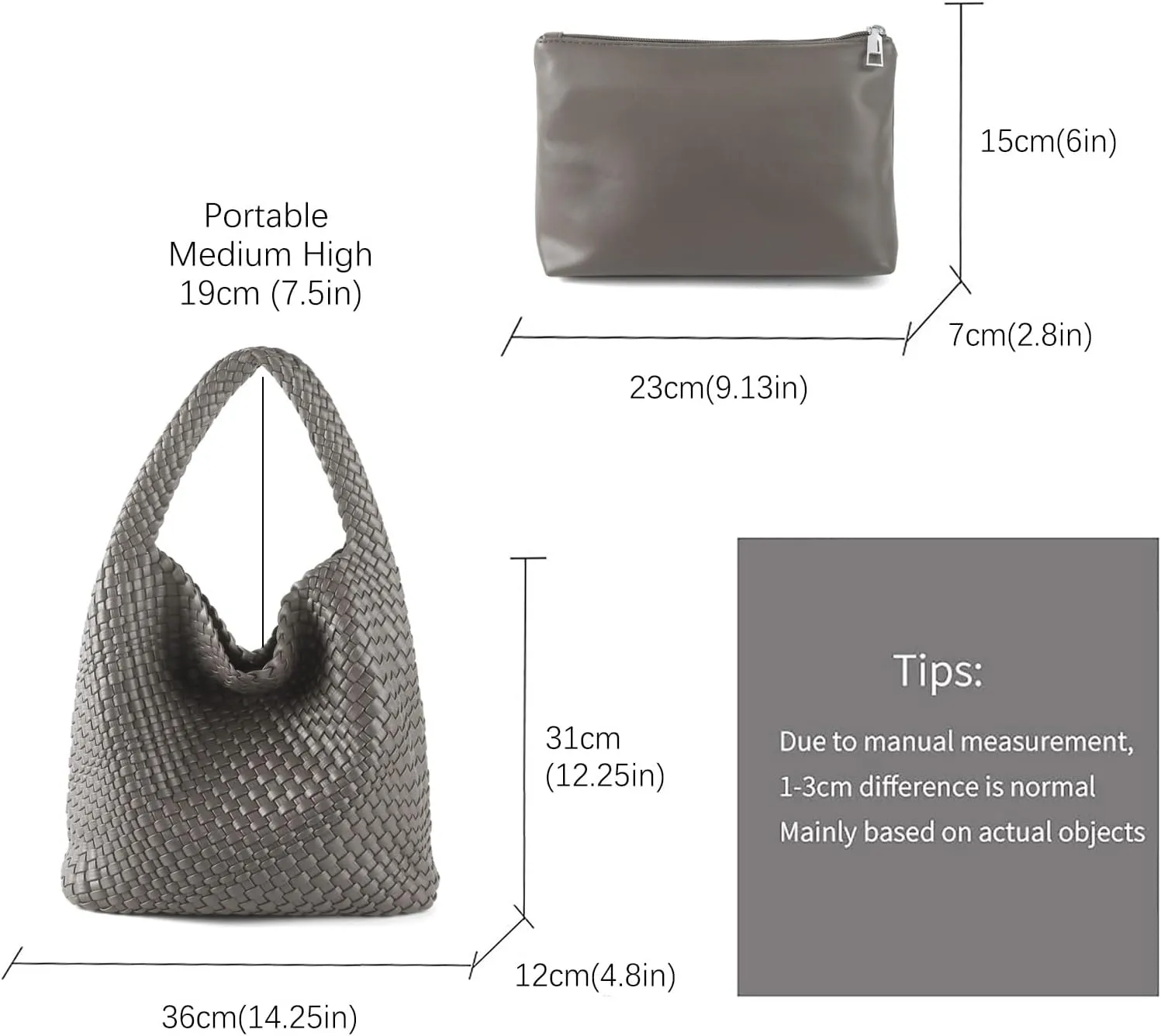Hand Woven Tote for Women - Vegan Leather Handle Handbag, Travel Shoulder Bag, Hobo and Beach Bag With Purse