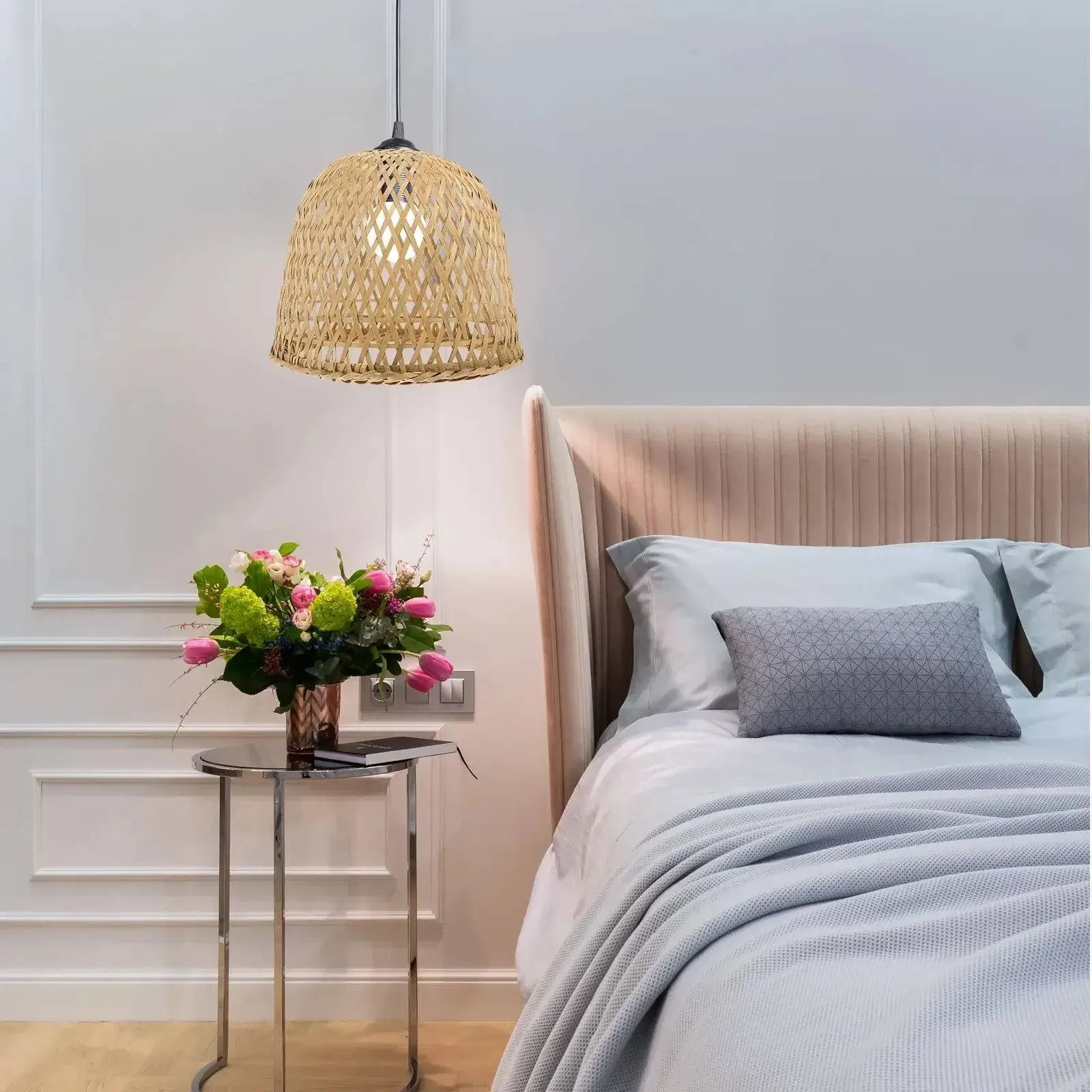 Handcrafted Zen Bamboo Woven Lamp Shade - Vintage Boho Lighting