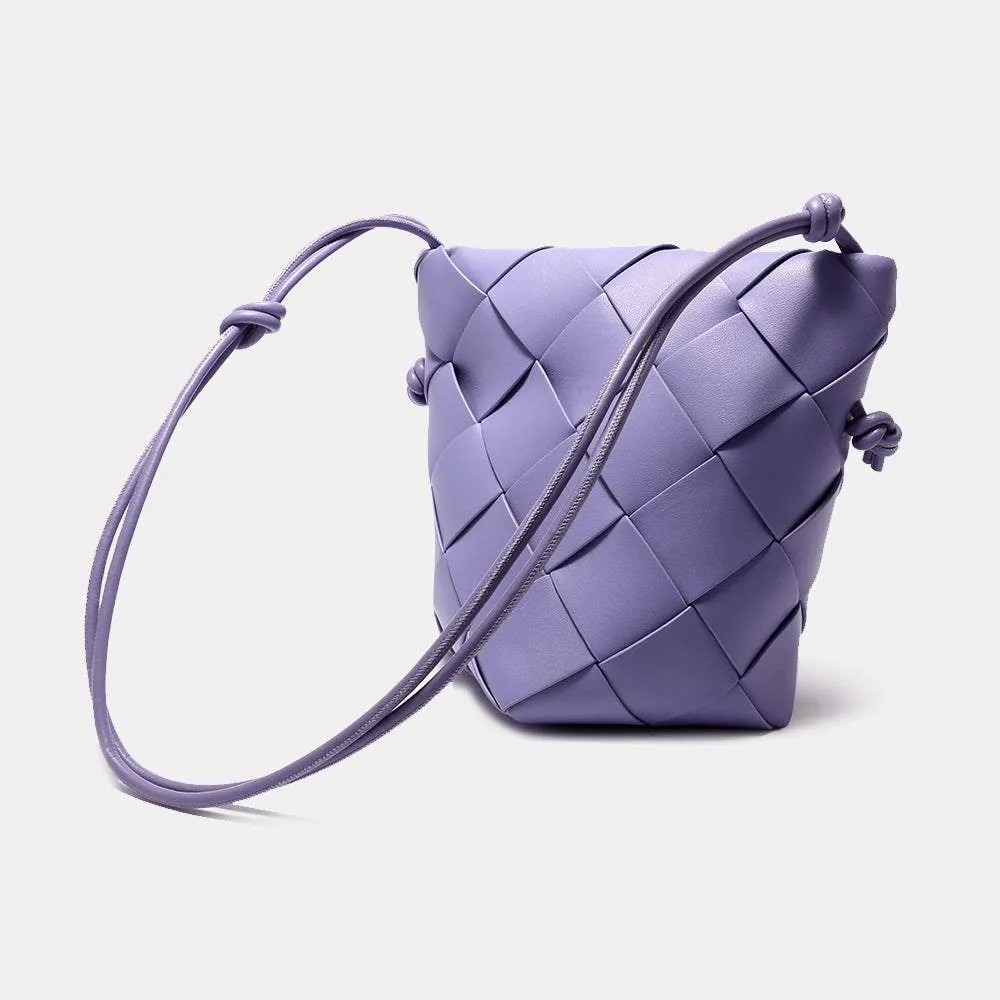 Handmade Woven Leather Bucket Bag