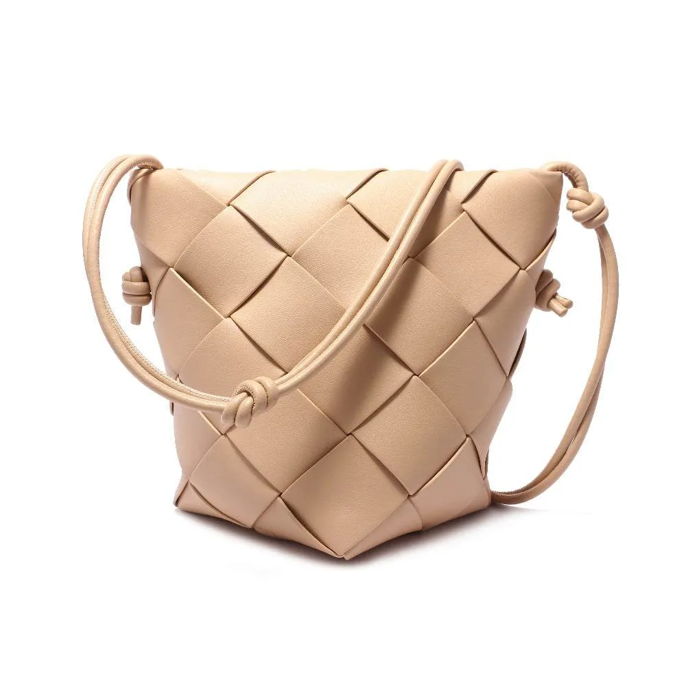 Handmade Woven Leather Bucket Bag