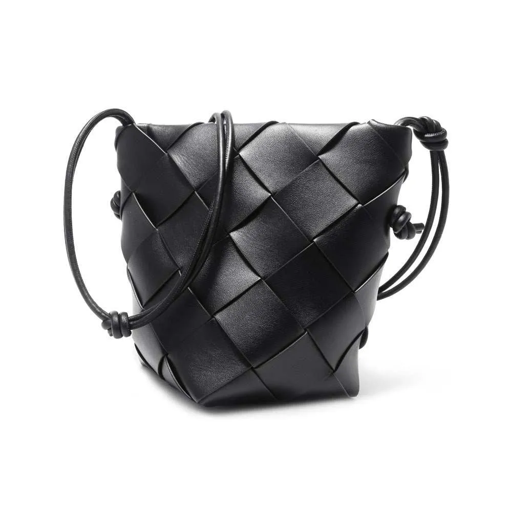 Handmade Woven Leather Bucket Bag