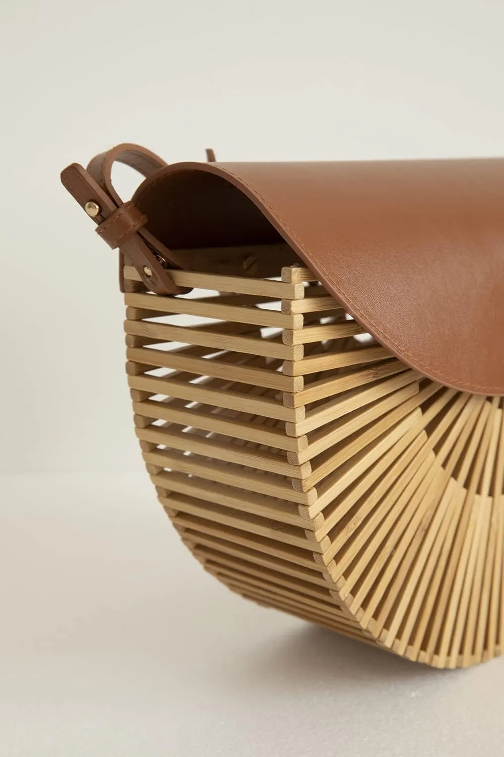 Handwoven Bamboo Bag Summer Straw Purse Crossbody Bags for Women Natural Handmade Beach Bamboo Purse with Leather Strap