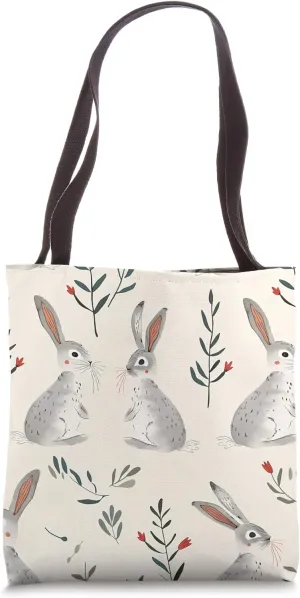 Hare Pattern Minimalist Wildlife Design Tote Bag