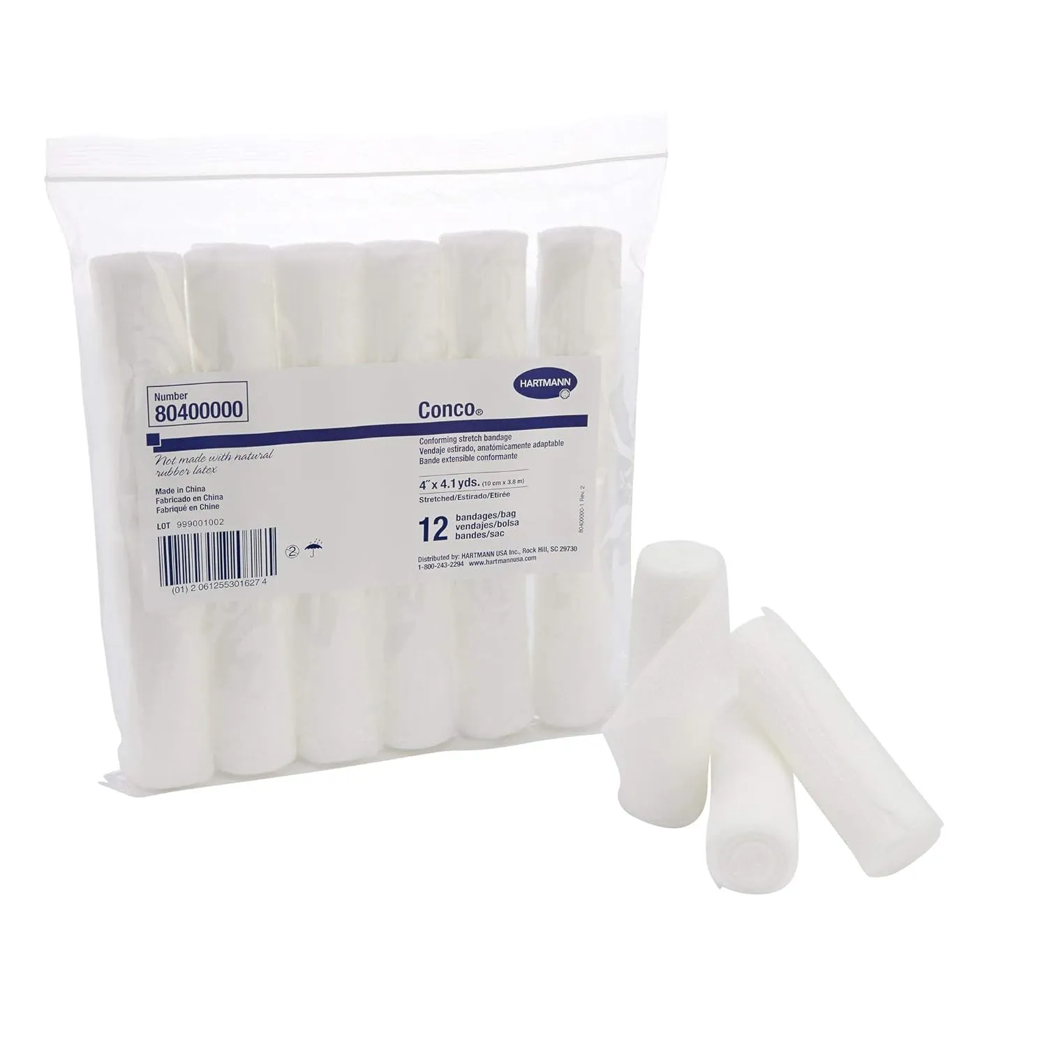 Hartmann 80400000 Conco Bandage, Non-Sterile, Latex-Free, 12.3' Length, 4" Width, Pack of 96