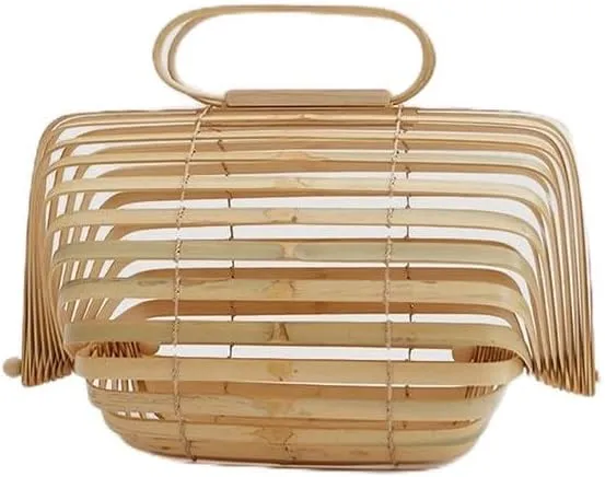 Hazel and Olive Bamboo Tote Bag, Handmade Basket (Large), Natural