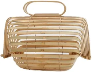 Hazel and Olive Bamboo Tote Bag, Handmade Basket (Large), Natural