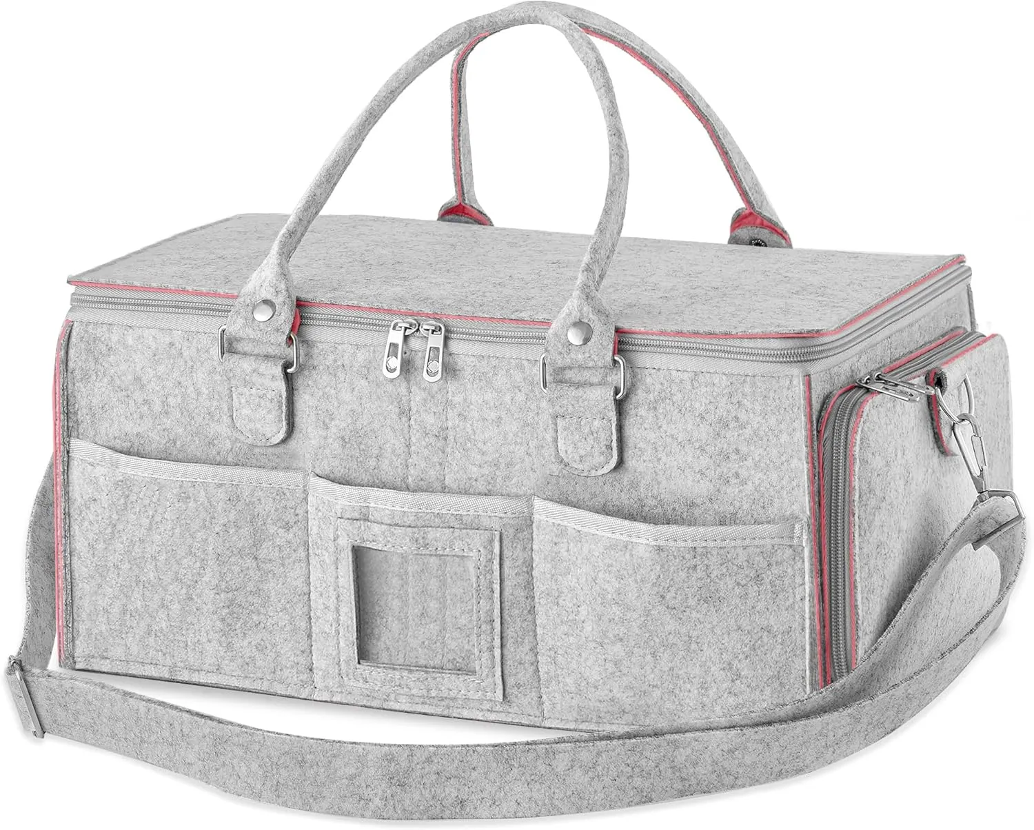 HBlife Baby Diaper Caddy Organizer, Nursery Storage Bin, 16" x 10" x 7" Large Portable Basket Shower Gift Newborn Essentials Baby Registry Must Haves Items-Pink