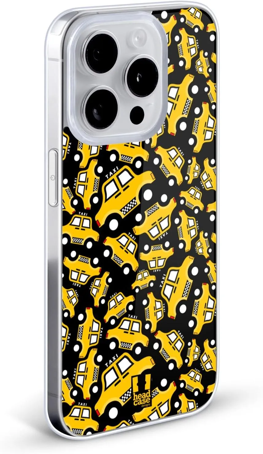 Head Case Designs Black Taxi Pattern Yellow Cab Soft Gel Case [Military Grade Protection] Compatible with Apple iPhone 7/8 / SE 2020 & 2022