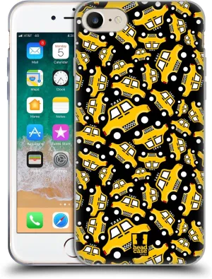 Head Case Designs Black Taxi Pattern Yellow Cab Soft Gel Case [Military Grade Protection] Compatible with Apple iPhone 7/8 / SE 2020 & 2022