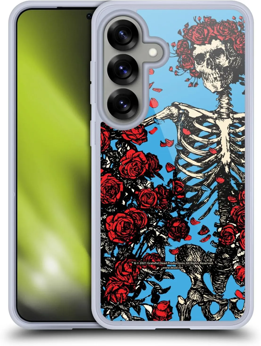 Head Case Designs Officially Licensed Grateful Dead Bertha Skull Roses Trends Soft Gel Case [Military Grade Protection] Compatible with Samsung Galaxy S25