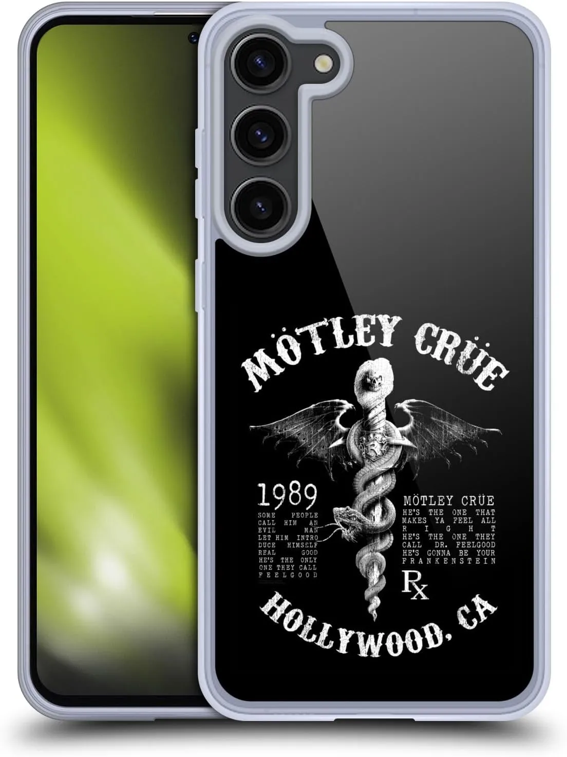 Head Case Designs Officially Licensed Motley Crue Dr. Feelgood Hollywood Tour Graphics Gel Case [Military Grade Protection] Compatible with Samsung Galaxy S23  5G and Compatible with MagSafe