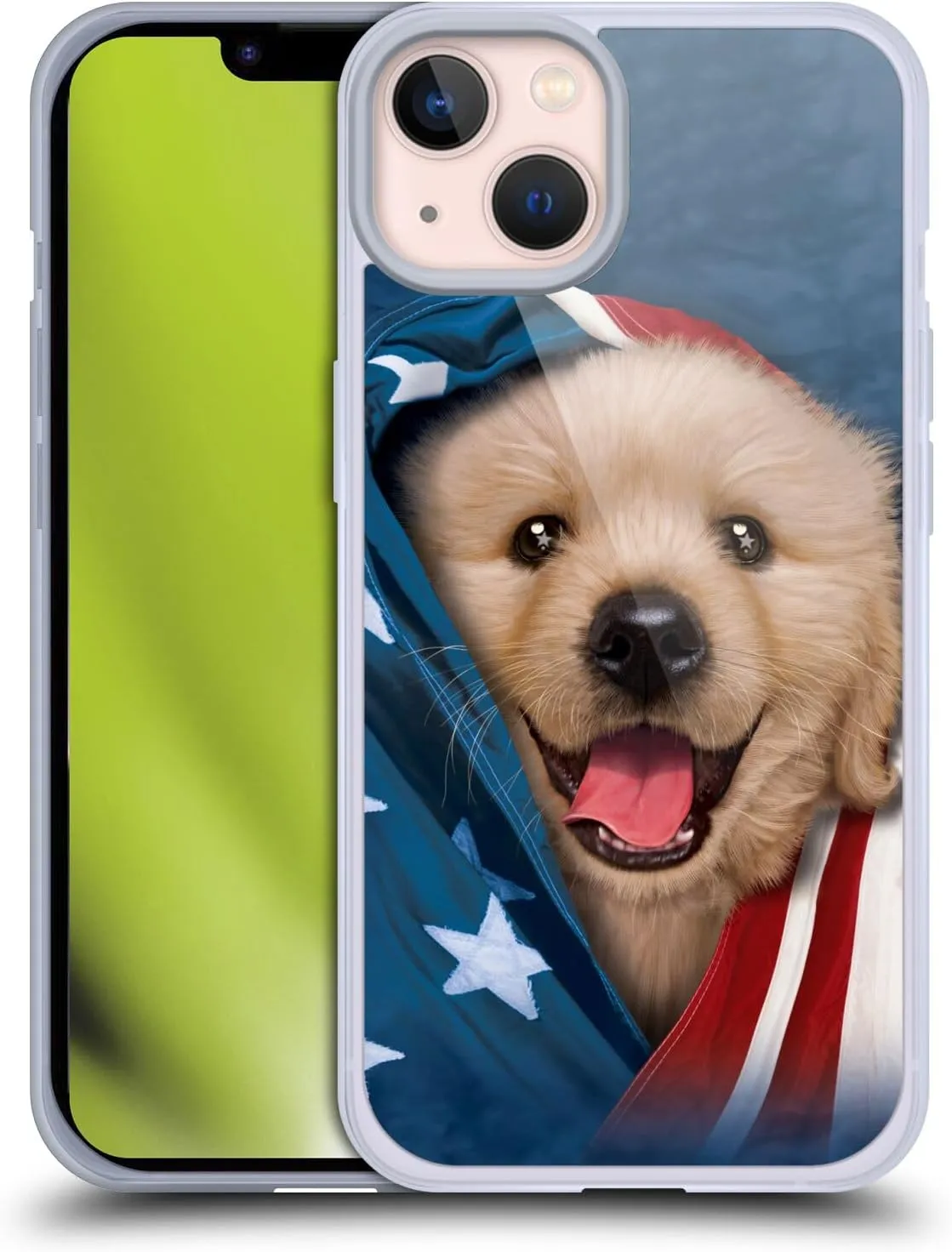 Head Case Designs Officially Licensed Vincent HIE Patriotic Golden Retriever Canidae Gel Case [Military Grade Protection] Compatible with Apple iPhone 13 and Compatible with MagSafe
