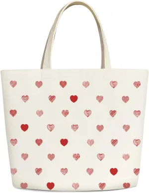 Heart Tote Bag Canvas Tote Bag For Women, Gifts for Birthday, Aesthetic Tote Bag Reusable Tote Bags With Handles, Tote Bags For Work Travel Shopping -06