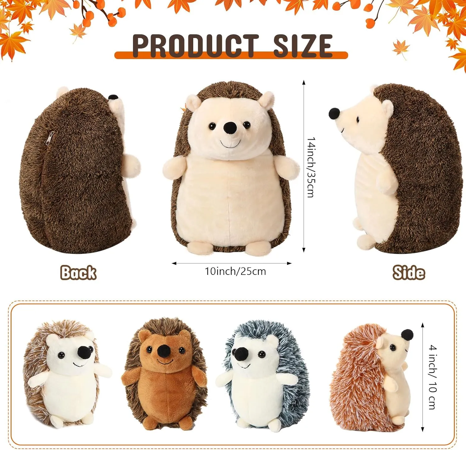 Hiboom 5 Pcs Hedgehog Stuffed Animal, 14 Inch Large Mommy Hedgehog Stuffed Plush Toys with 4 Plush Baby Soft Cuddly Plushie Toy Set Easter Gifts for Kids Birthday Gifts Party Favors(Standing)