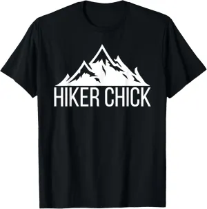 Hiker chick hiking girl mountain range design T-Shirt