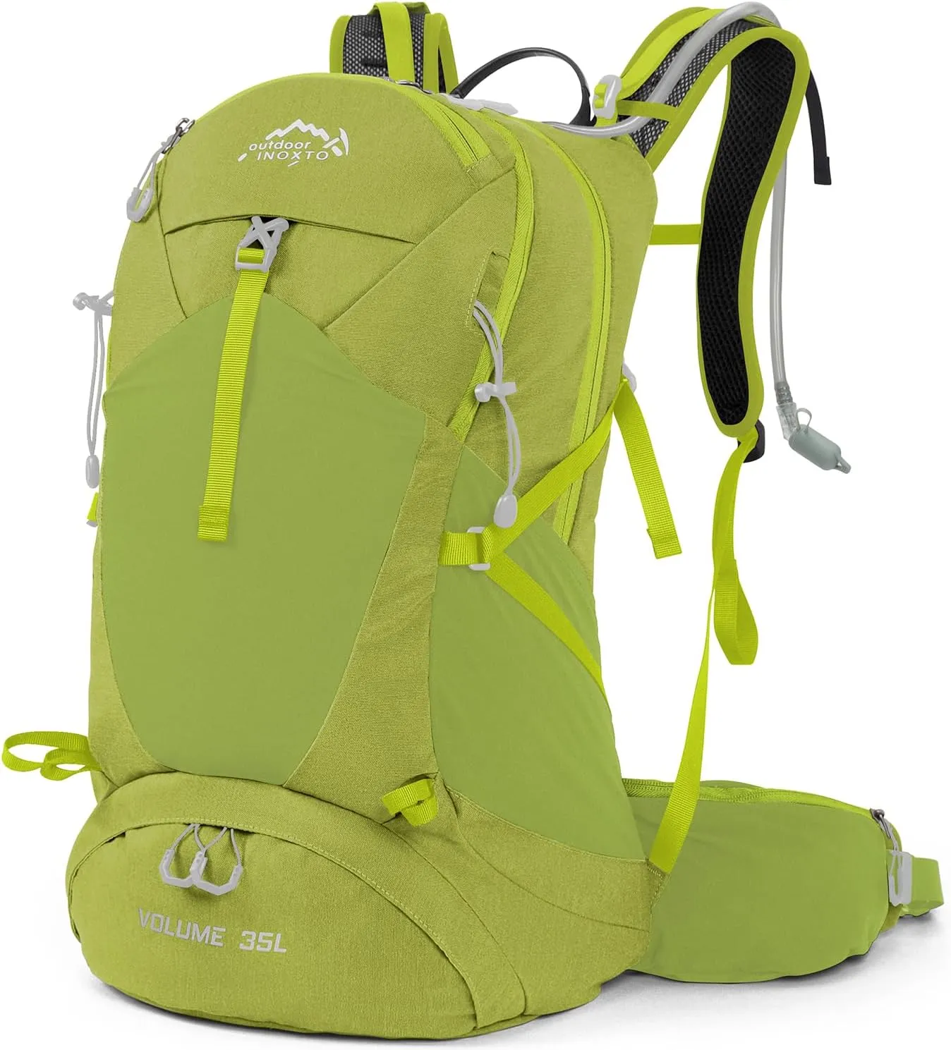Hiking Backpack,35L Waterproof Hiking Daypack with 3L Water Bladder and Rain Cover, Lightweight Travel Camping Backpack for Men Women (Fruit green)