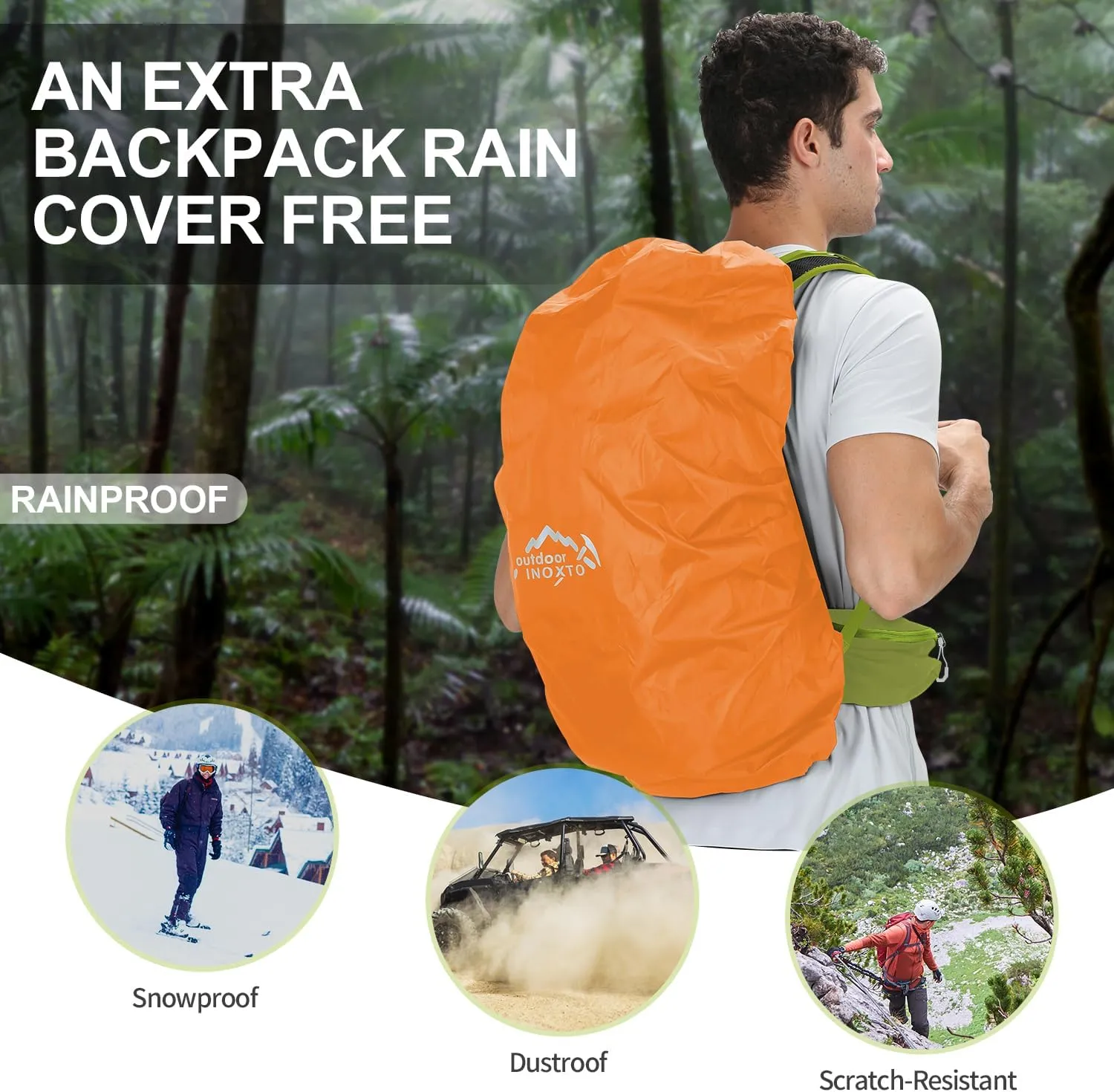 Hiking Backpack,35L Waterproof Hiking Daypack with 3L Water Bladder and Rain Cover, Lightweight Travel Camping Backpack for Men Women (Fruit green)