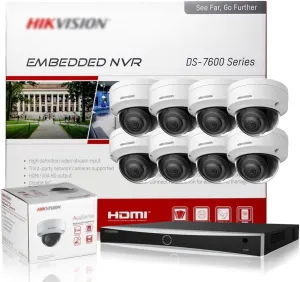HIKV 8 Channel PoE Security Camera System, DS-7608NXI-I2/8P/S 8CH 4K Acu-Sense PoE NVR   8 x DS-2CD2143G2-I(Upgrade DS-2CD2143G0-I&DS-2CD2142FWD-I) 4MP Dome VCA WDR IP Camera Compatible with Hikvision