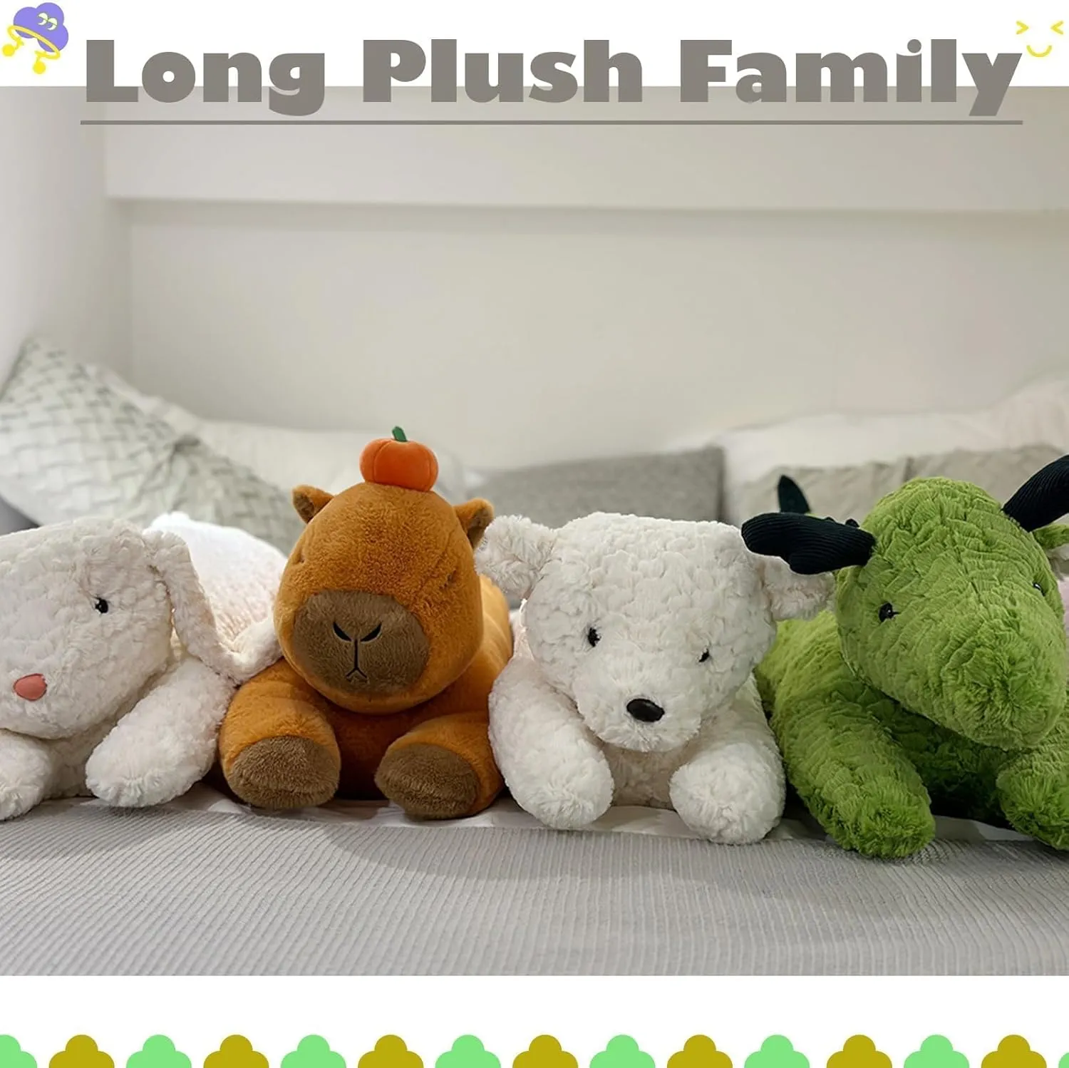 Hofun4U Capybara Plush Pillow, Capybara Stuffed Animal with Persimmon Plush, Capybara Plush Long Body Pillow (47 inch)