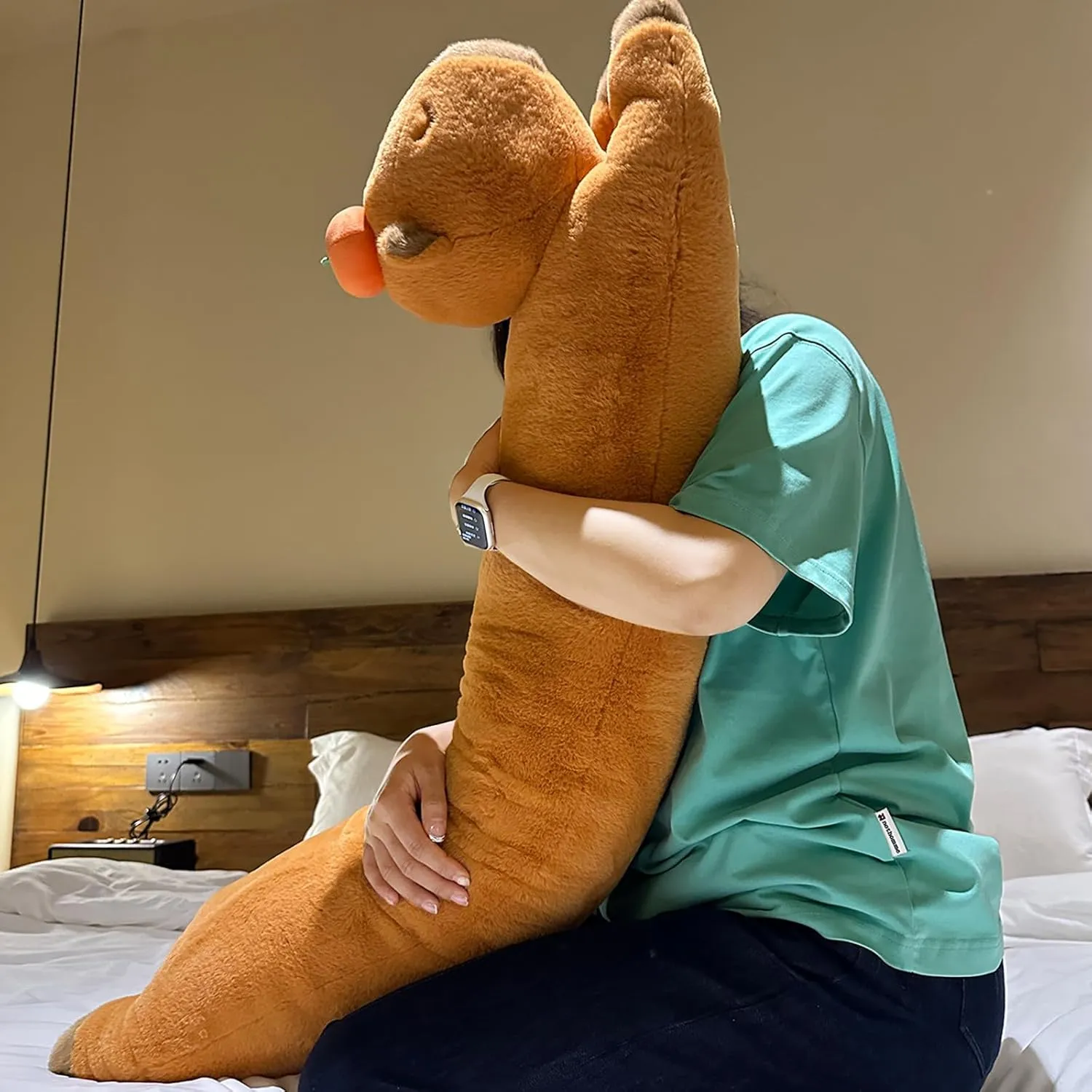 Hofun4U Capybara Plush Pillow, Capybara Stuffed Animal with Persimmon Plush, Capybara Plush Long Body Pillow (47 inch)