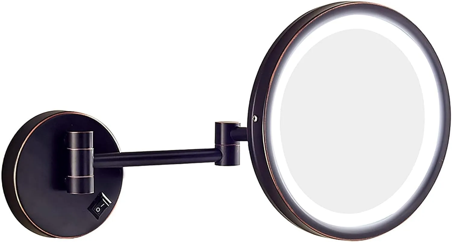 Home Bathroom Mirror,Vanity Mirror, Wall Mounted, 8.5 Inches, 3X Magnification, Foldable, Extendable Wall Mounted Mirror, Arm Mirror, Makeup Tools, Shaving, Bathroom