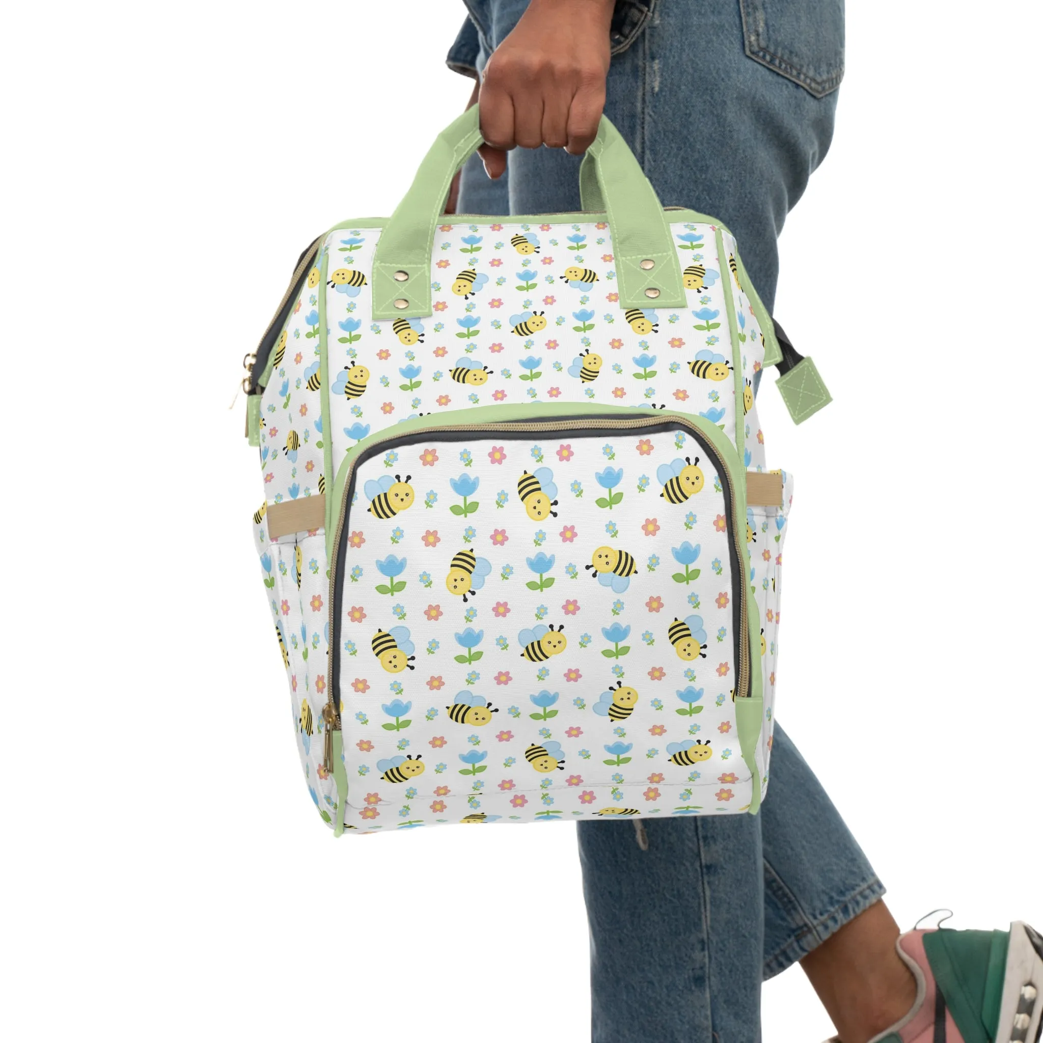 Honey Bee Diaper Backpack - Eco-Friendly & Stylish Baby Bag with Buzzing Bee Motifs, Perfect for Nature-Loving Parents