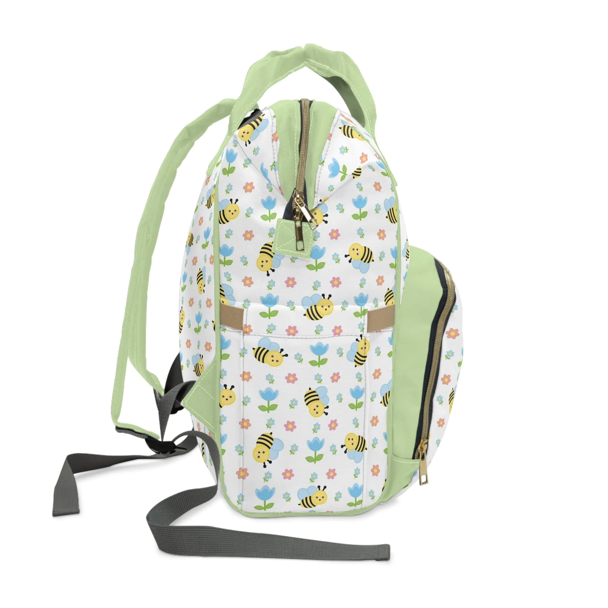 Honey Bee Diaper Backpack - Eco-Friendly & Stylish Baby Bag with Buzzing Bee Motifs, Perfect for Nature-Loving Parents