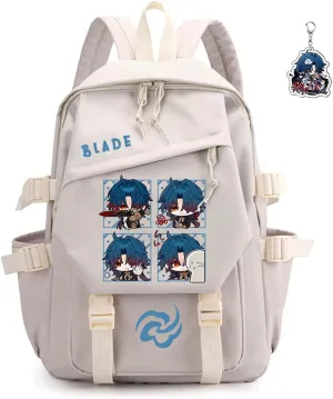 Honkai Star Rail Backpack Women Men Unisex Robin Rucksack Aventurine Firefly Bag HSR Kawaii Backpack (White-Blade)