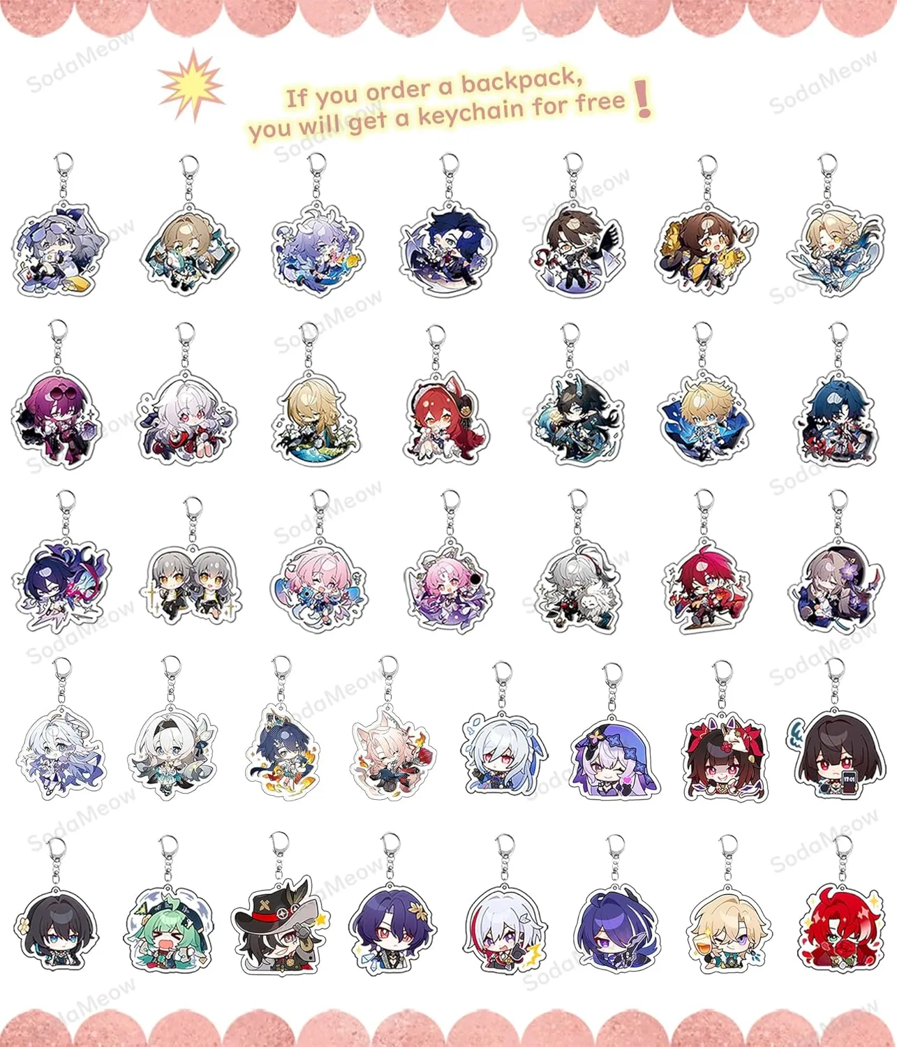 Honkai Star Rail Backpack Women Men Unisex Robin Rucksack Firefly Black Bag HSR Kawaii Anime Backpack (Black-Black Swan)
