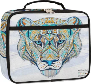 Horse Runs on Flowers Portable Handle Lunch Bag Grassland Horse Reusable Lunchbox Tote Bag with Front Pocket for Women Men School Work Hiking Picnic
