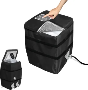 Hot Tub Spa Heater Pump Winter Cover,with Insulation Aluminum Foil and Plush Lining,Waterproof Dustproof Hot Tub Spa Heater Pump Cover(Black,Square)