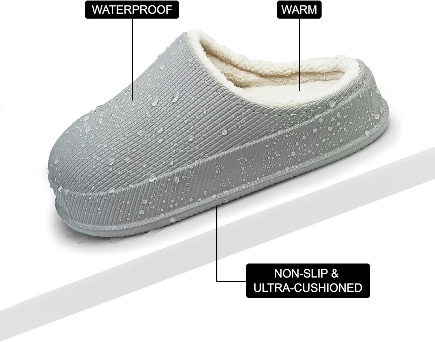 House Slippers for Women and Men, Cozy Soft Comfy Fuzzy Slip-on House Shoes Indoor/Outdoor Warm Winter Slippers with Plush Fleece Lining, Waterproof & Easy to Clean