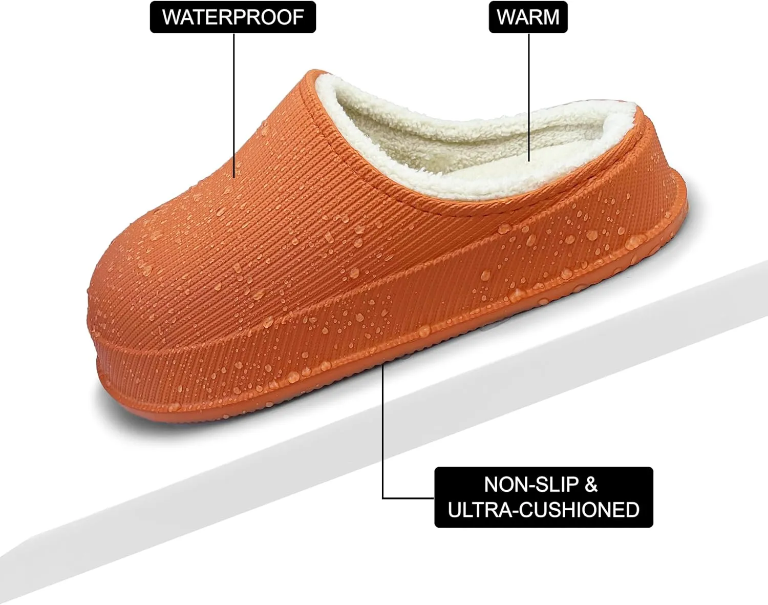 House Slippers for Women and Men, Cozy Soft Comfy Fuzzy Slip-on House Shoes Indoor/Outdoor Warm Winter Slippers with Plush Fleece Lining, Waterproof & Easy to Clean